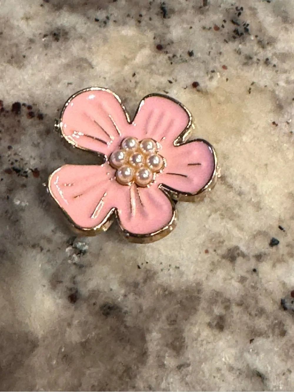 2pc CROCS Pink Enamel Flower Jibbitz Charm with Rhinestone Accent